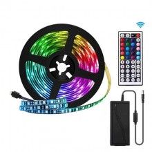 Kit Banda LED EDAR, RGB 5050, 5 M, 60 De Led-uri, Protectie IP20, Multicolor+Telecomanda Cu 44 De Taste+Transformator 12V 6A