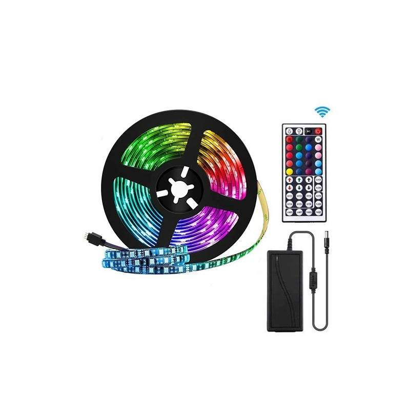 Kit Banda LED EDAR, RGB 5050, 5 M, 60 De Led-uri, Protectie IP20, Multicolor+Telecomanda Cu 44 De Taste+Transformator 12V 6A