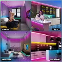 Kit Banda LED EDAR, RGB 5050, 5 M, 60 De Led-uri, Protectie IP20, Multicolor+Telecomanda Cu 44 De Taste+Transformator 12V 6A