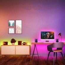 Kit Banda LED EDAR, RGB 5050, 5 M, 60 De Led-uri, Protectie IP20, Multicolor+Telecomanda Cu 44 De Taste+Transformator 12V 6A