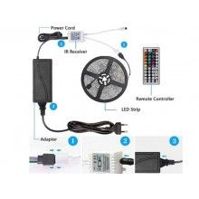 Kit Banda LED EDAR, RGB 5050, 5 M, 60 De Led-uri, Protectie IP20, Multicolor+Telecomanda Cu 44 De Taste+Transformator 12V 6A