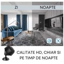 Mini Camera Spion EDAR® Pentru Supraveghere, Wifi, Magnetica, HD, Detectie Miscare, Alerta Telefon, Negru Mini Camera Spion EDAR® Pentru Supraveghere, Wifi, Magnetica, HD, Detectie Miscare, Alerta Telefon, Negru