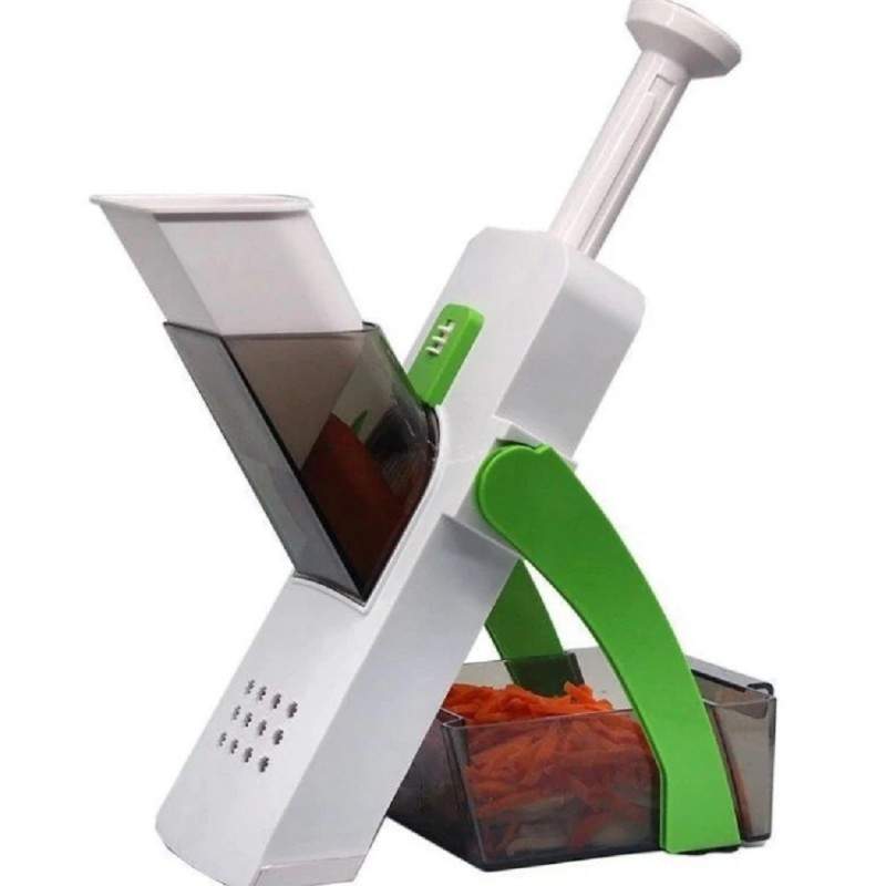 Feliator manual tip mandolina EDAR, pliabil, 4 functii, Alb cu Verde