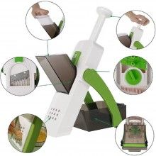 Feliator manual tip mandolina EDAR, pliabil, 4 functii, Alb cu Verde