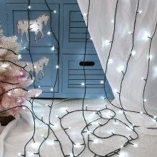 Instalatie de Craciun Liniara EDAR, 8 Jocuri de Lumini Interschimbabile, pentru Interior/Exterior, Rola 30m, Fir Negru, Alb rece