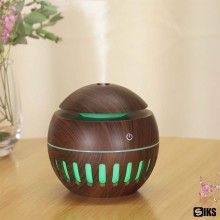 Umidificator Aromaterapie SIKS, Difuzor cu Ultrasunete, Pulverizator Arome Esentiale, cu LED si USB, Lemn Inchis
