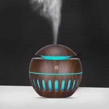 Umidificator Aromaterapie SIKS, Difuzor cu Ultrasunete, Pulverizator Arome Esentiale, cu LED si USB, Lemn Inchis