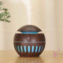 Umidificator Aromaterapie SIKS, Difuzor cu Ultrasunete, Pulverizator Arome Esentiale, cu LED si USB, Lemn Inchis