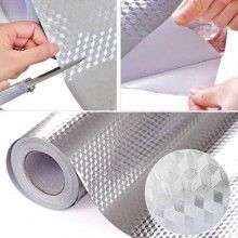 Folie Autoadeziva EDAR pentru Bucatarie, Rola cu Design Tip Aluminiu, 60cm x2m, Argintiu Folie Autoadeziva EDAR pentru Bucatarie, Rola cu Design Tip Aluminiu, 60cm x2m, Argintiu