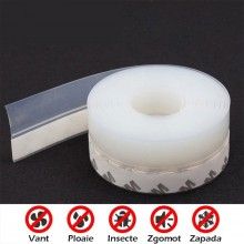 Set 2 x Banda de Etansare din Silicon SIKS, Pentru Usa, Fereastra, Cabina de Dus, Transparenta, 25 mm x 1,8 m + 45 mm x 1,8 m