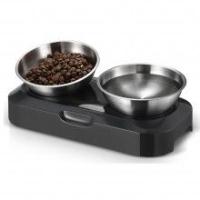 Set 2 Boluri SIKS Cu Suport, Bol Ortopedic Dublu Pentru Hranire Animale De Companie, Inox/Polipropilena, Inclinare 15°, Gri Set 2 Boluri SIKS Cu Suport, Bol Ortopedic Dublu Pentru Hranire Animale De Companie, Inox/Polipropilena, Inclinare 15°, Gri