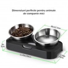 Set 2 Boluri SIKS Cu Suport, Bol Ortopedic Dublu Pentru Hranire Animale De Companie, Inox/Polipropilena, Inclinare 15°, Gri Set 2 Boluri SIKS Cu Suport, Bol Ortopedic Dublu Pentru Hranire Animale De Companie, Inox/Polipropilena, Inclinare 15°, Gri
