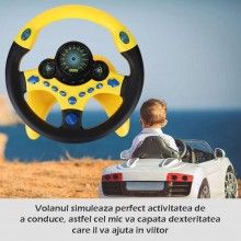 Jucarie Interactiva tip Volan Cu Sunete Si Lumini SIKS, Se Fixeaza Pe Suprafete, Rotire 360 Grade, 3 Baterii AA, Galben Jucarie Interactiva tip Volan Cu Sunete Si Lumini SIKS, Se Fixeaza Pe Suprafete, Rotire 360 Grade, 3 Baterii AA, Galben