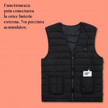 Vesta SIKS cu Caldura, USB, fara Acumulator, Negru, Marimea 2XL