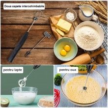 Mixer Spumator de Lapte SIKS pentru Caffe Latte, Cappuccino, Ciocolata Calda, 2 Teluri Interschimbabile, Alimentare USB, Negru Mixer Spumator de Lapte SIKS pentru Caffe Latte, Cappuccino, Ciocolata Calda, 2 Teluri Interschimbabile, Alimentare USB, Negru