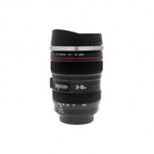Cana EDAR® in forma de obiectiv camera, 400 ml, termos portabil, negru