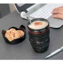 Cana EDAR® in forma de obiectiv camera, 400 ml, termos portabil, negru