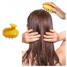 Perie SIKS pentru Masaj Capilar, Samponare si Curatare Scalp, Stimulare Crestere Par, Silicon, Galben