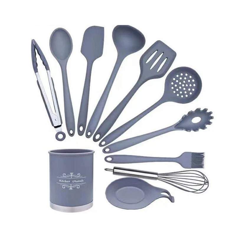 Set Ustensile de Bucatarie SIKS, 11 Piese, Silicon, Gri