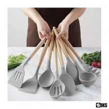 Set Ustensile de Bucatarie SIKS, 11 Piese, Silicon, Gri