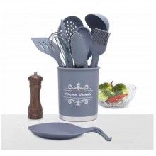 Set Ustensile de Bucatarie SIKS, 11 Piese, Silicon, Gri
