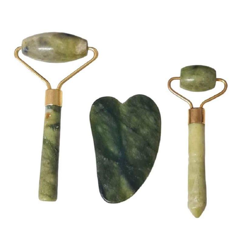 Set 2 x Rola de Masaj Facial Gua Sha EDAR, Piatra de Jad, Pentru Fata si Corp, Anti-Rid, Verde Set 2 x Rola de Masaj Facial Gua Sha EDAR, Piatra de Jad, Pentru Fata si Corp, Anti-Rid, Verde