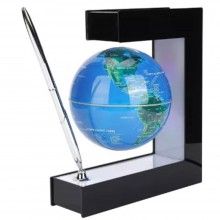 Glob Magnetic Levitant SIKS, Iluminare LED, Suport Patrat, Cablu de Alimentare, Rotatie Automata, Albastru