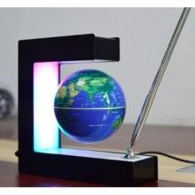 Glob Magnetic Levitant SIKS, Iluminare LED, Suport Patrat, Cablu de Alimentare, Rotatie Automata, Albastru