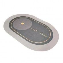 Covor de Baie Antiderapant EDAR, Model „Love Home”, Oval, 87 x 56 cm, Gri