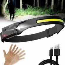 Lanterna Cu Acumulator Intern EDAR, 45m, 350 Lumeni, Frontala, Pentru Cap, USB TYPE C Pescuit, Camping, Drumetii, Cu Senzor M...