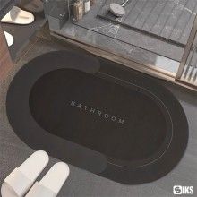 Covor de Baie Antiderapant SIKS, Model „Bathroom”, Oval, 78 x 48 cm, Gri Inchis
