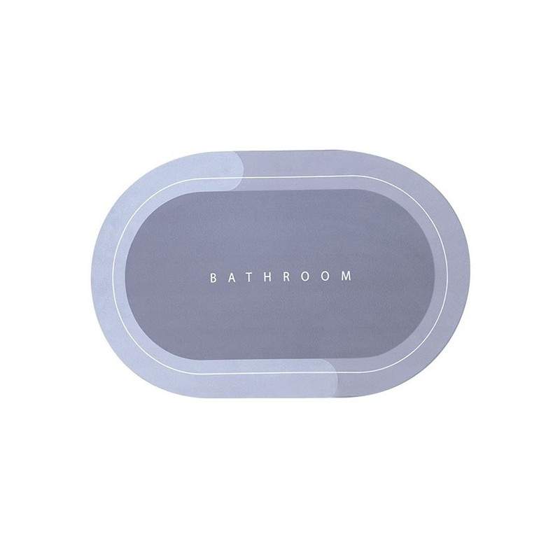 Covor de Baie Antiderapant SIKS, Model „Bathroom”,Oval, 57 x 38 cm, Albastru
