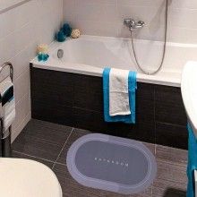 Covor de Baie Antiderapant SIKS, Model „Bathroom”,Oval, 57 x 38 cm, Albastru