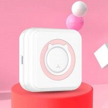 Imprimanta Mini SIKS de Buzunar Portabila, cu Aplicatie, Bluetooth, Printare Termica, compatibil iOS/Android, Alb/Roz