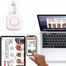Imprimanta Mini SIKS de Buzunar Portabila, cu Aplicatie, Bluetooth, Printare Termica, compatibil iOS/Android, Alb/Roz