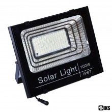 Proiector LED SIKS de Exterior De 100W Cu Panou Solar, Telecomanda Cu Functii Multiple, IP 67, Incarcare Solara, Negru