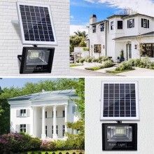 Proiector LED SIKS de Exterior De 100W Cu Panou Solar, Telecomanda Cu Functii Multiple, IP 67, Incarcare Solara, Negru