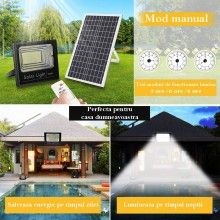 Proiector LED SIKS de Exterior De 200W Cu Panou Solar, Telecomanda Cu Functii Multiple, IP 67, Incarcare Solara, Negru Proiector LED SIKS de Exterior De 200W Cu Panou Solar, Telecomanda Cu Functii Multiple, IP 67, Incarcare Solara, Negru