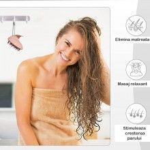 Perie SIKS pentru Masaj Capilar, Samponare si Curatare Scalp, Stimulare Crestere Par, Silicon, Roz Pudra