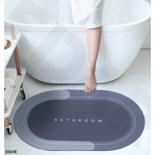 Covor de Baie EDAR, Antiderapant, Model „Bathroom”, Oval, 57 x 38 cm, Albastru