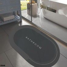 Covor de Baie EDAR, Antiderapant, Model „Bathroom”, Oval, 80 x 45 cm, Gri Inchis