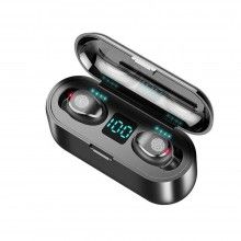 Casti Bluetooth 5.1 SIKS, T20, 50mah, Microfon Dual, Apel HD, Display LED Inteligent, Wireless, Cutie Pentru Incarcare, Negre