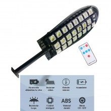 Lampa Solara Stradala W7103A-8 EDAR, Senzor De Miscare, Control prin Telecomanda, Panou Solar, 598 x Led, Negru