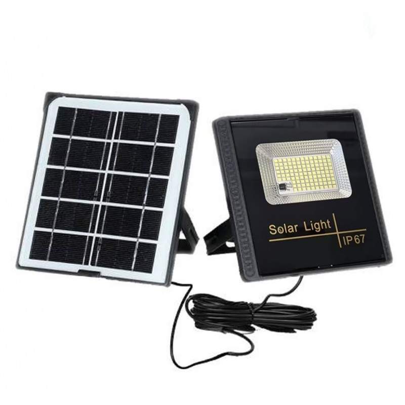 Proiector LED EDAR pentru Exterior, 15W, Panou Solar, Telecomanda, 108 LED-Uri, Grad de Proiectie IP 67, Incarcare Solara, Negru