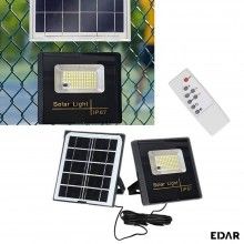 Proiector LED EDAR pentru Exterior, 15W, Panou Solar, Telecomanda, 108 LED-Uri, Grad de Proiectie IP 67, Incarcare Solara, Negru