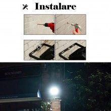 Proiector LED EDAR pentru Exterior, 15W, Panou Solar, Telecomanda, 108 LED-Uri, Grad de Proiectie IP 67, Incarcare Solara, Negru