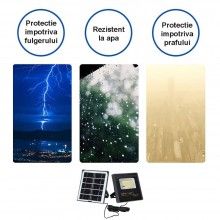 Proiector LED EDAR pentru Exterior, 15W, Panou Solar, Telecomanda, 108 LED-Uri, Grad de Proiectie IP 67, Incarcare Solara, Negru