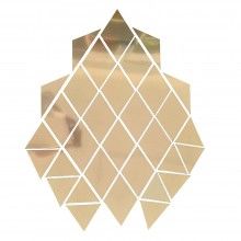 Set 32 x Oglinda tip Sticker Decorativ in Forma de Romb/Triunghi, Decorare Pereti, Suprafata Acoperita 50 x 100cm, Auriu, Mod...