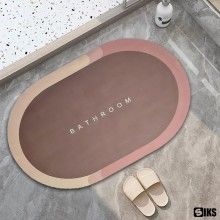 Covor de Baie Antiderapant SIKS, Model „Bathroom”, Oval, 90 x 60 cm, Rose