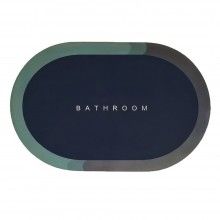 Covor de Baie Antiderapant SIKS, Model „Bathroom”, Oval, 90 x 60 cm, Bleumarin